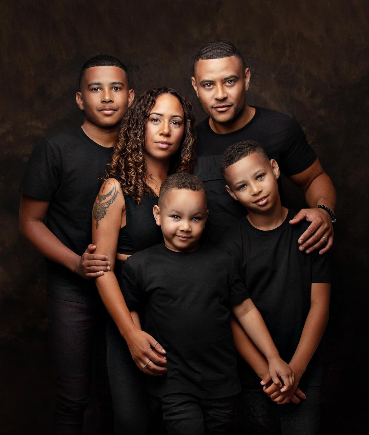 beautiful family all wearing black